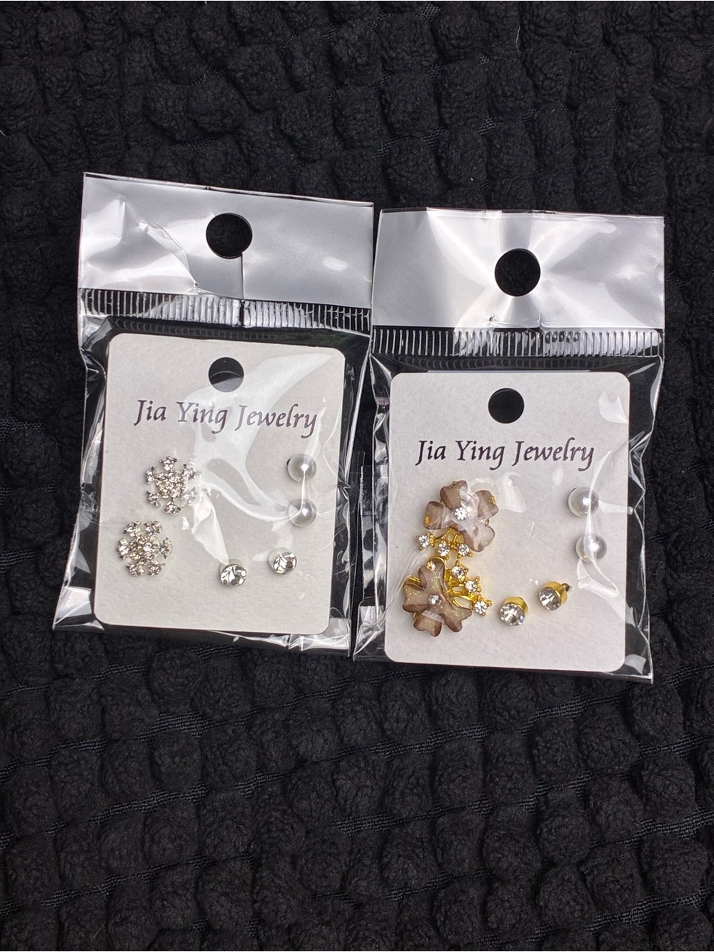 Set of Women's Earrings - Gold and Silver Floral Studs